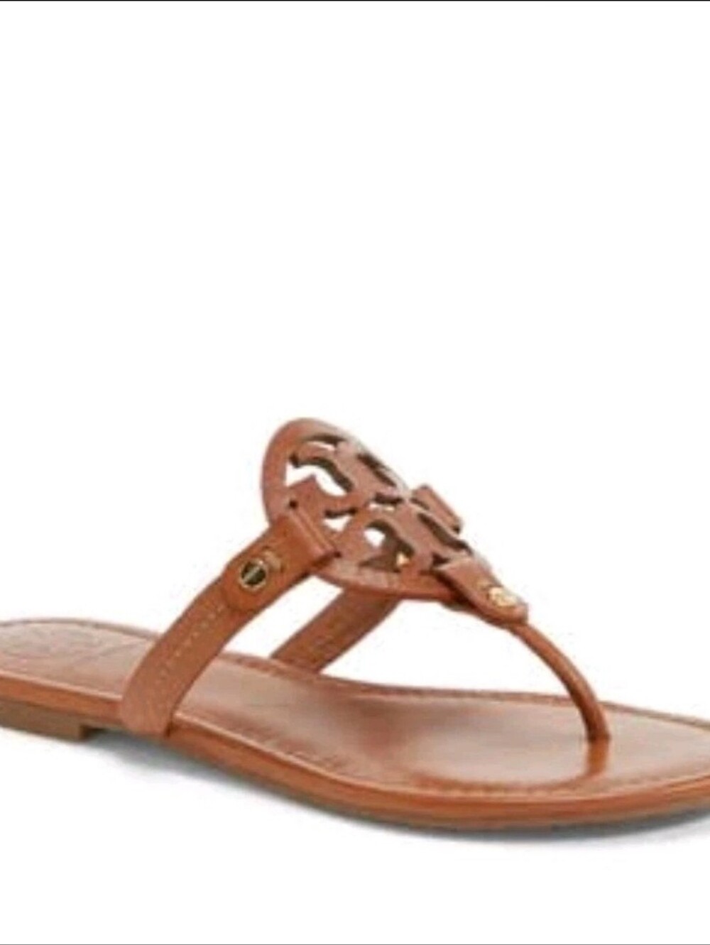 Tory Burch Brown Leather Miller Logo Thong Sandals